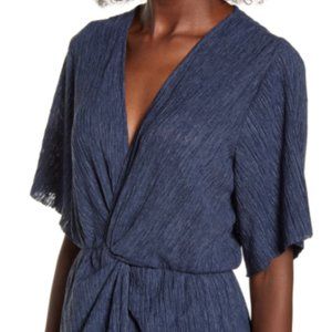 All In Favor  Dolman Plisse Midi Dress Blue
